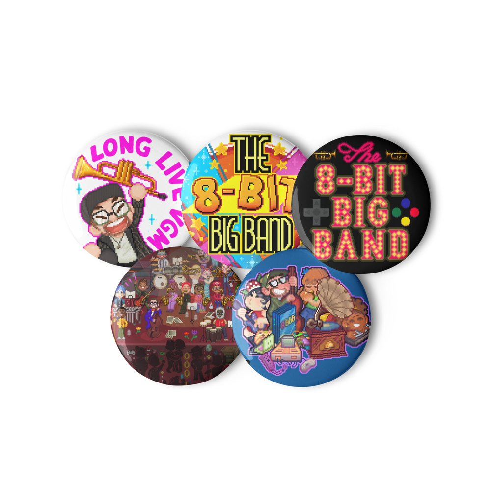 Set of 5 8BBB Pins 1.25 Inch — The 8-Bit Big Band